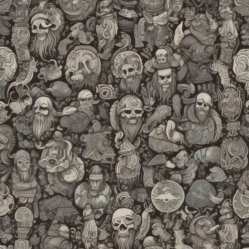 Intricate Gray and Black Art Print
